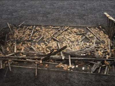 Wooden House Ruins  3D model