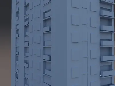 Residential Highrise Building 1 Low Poly 3d Model Low-poly 3D model