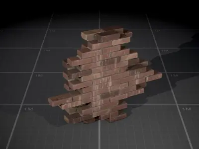 Broken Brick Walls batch01 Low-poly 3D model