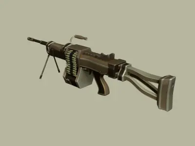 Sci-Fi Negev - Desert - -Machine Gun - Weaponry Low-poly 3D model