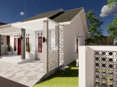 1 Floor Minimalist Modern House Design Full Interior 3D model