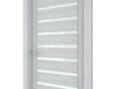 Door-055 door with glass panels 3D model