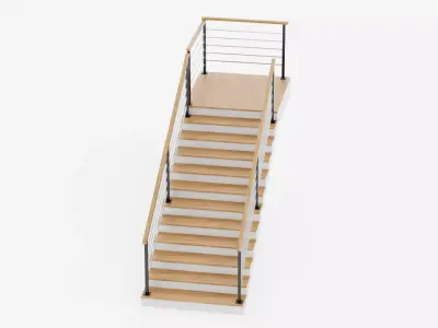 Square Staircase V1 - Modular Modern Interior Stairs Low-poly 3D model