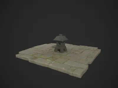 Japanese Stone Lantern - Game Ready - low poly Low-poly 3D model