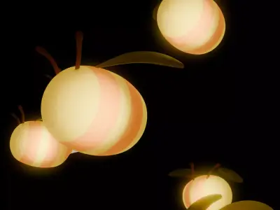 Indirect lighting of round bees 3D model