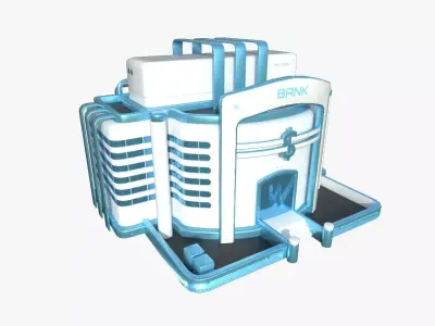 SciFi Bank A01 White Blue - Sci Fi Exterior Design Low-poly 3D model
