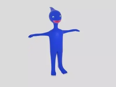 Blue Head Alien Low-poly 3D model
