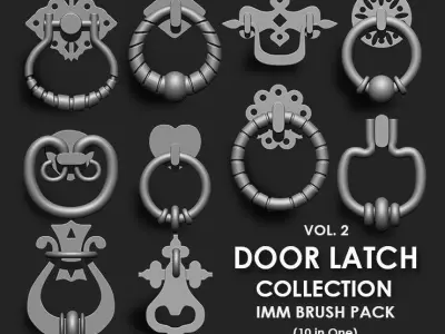 DOOR LATCH MEGA PACK 4 IN ONE  66 BRUSHES 3D model