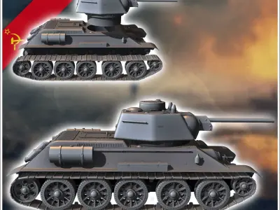 T-34-76 M1943 - Soviet army WW2 Second World East front Ostfront 3D print model