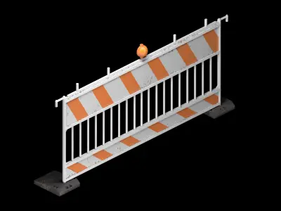 roadblock construction barrier Low-poly 3D model