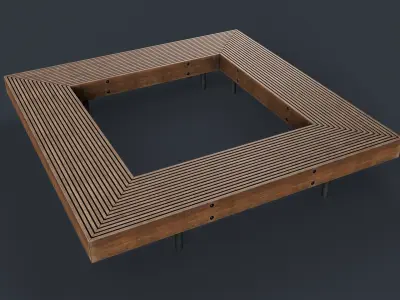 Modern Outdoor Bench 58 PBR Game Ready  Low-poly 3D model
