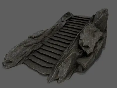 Stairs set of made out of rocks Low-poly 3D model