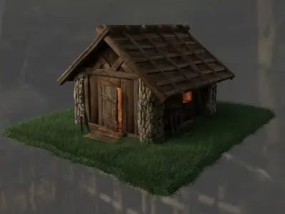 Medieval House Low-poly 3D model 29