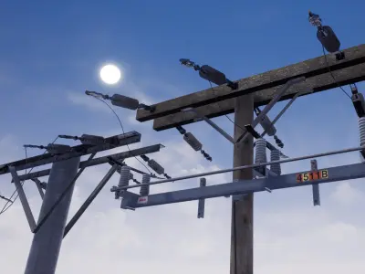 Utility Poles Low-poly 3D model