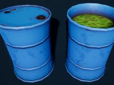 Stylized Oil Toxic Waste Barrel Low-poly 3D model