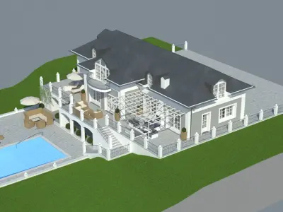 Mansion with Swimming Pool 3D model