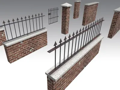 Brick Wall Pack PBR - Modular - Version 3 -  Low-poly 3D model