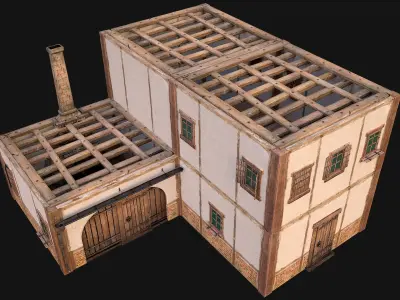 Medieval Town House Cottage Low-poly 3D model