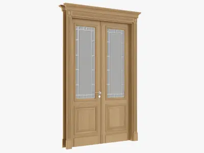 Door classic with glass double 01 3D model