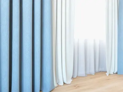 Curtains 22 Curtains with Tulle 3D model