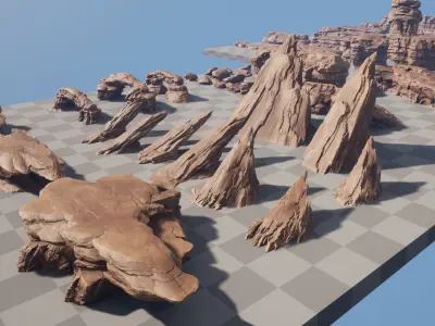 Large Desert Rocks Collection Low-poly 3D model