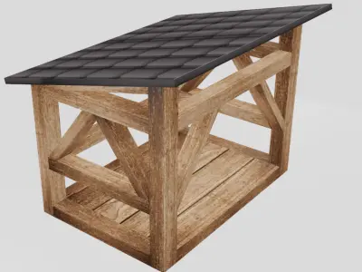 Dark Firewood Storage Low Poly Low-poly 3D model