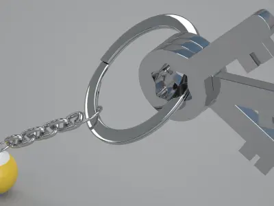 9 Snooker Ball with Keychain 3D model