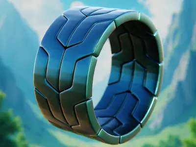 Chevron Armor Ring - Futuristic Modular Sci-Fi Band 74 3D print model