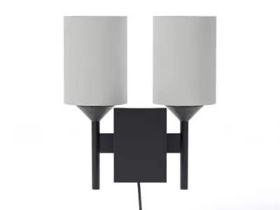 Lyre Blackened Steel Light Torch Plugin Wall Sconce Low-poly 3D model