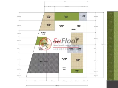 House 15x16m code 582 - Sketchup 3D model 3D model 3D model