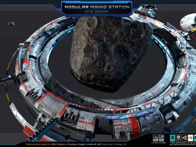 MODULAR  Mining Station Low-poly 3D model