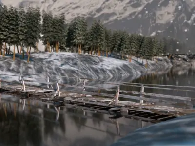 Winter Village Winterland Low-poly 3D model