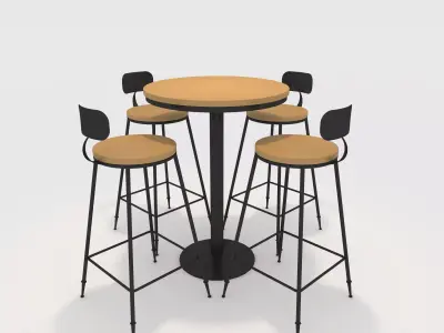 Bar Table And Chair 1 3D model