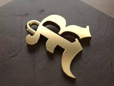 Gothic Letter R Pendant 3D print model