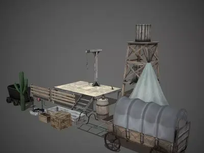 Western Props Pack Mobile Ready Low-poly 3D model