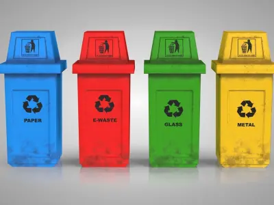 Colored Recycle Bins Dirty and Clean TXRs Low-poly 3D model