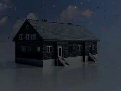 Modern multi-family house version 3 Low-poly 3D model