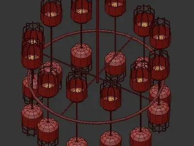 CAPSULE chandelier with gold cages 3D model