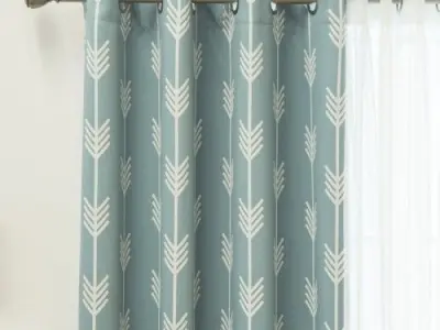 Latitude Run Room Darkening Thermal Grommet Panel Pair 3D model