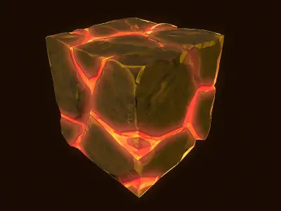 3D lava cube Low-poly 3D model