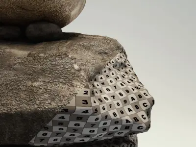 Fountain 3 water made of rocks and stones 3D model