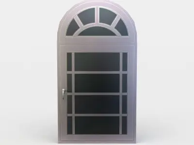 Window arched door with glass windows Low-poly 3D model