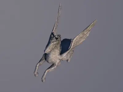 Low poly pegasus sculpture Low-poly 3D model