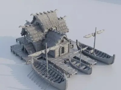 Small Viking Port Tabletop Terrain 28 mm 3D print model