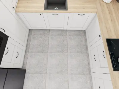 Light grey scandinavian kitchen 3D model