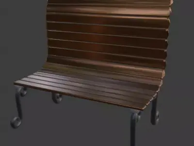A Metalic Bench Low-poly 3D model