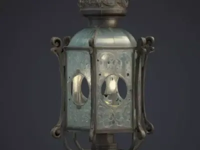 Vintage Street Lantern Low-poly 3D model