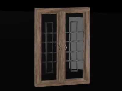 Wooden windows 3D model