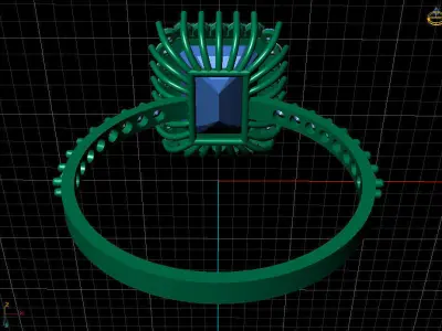 Women Ring 7 women light weight emerald cut engagement ring 3D print model