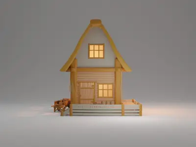 Medieval wooden cottage 3D print model